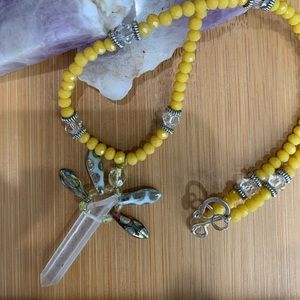 Handcrafted Quartz Crystal Dragonfly Necklace